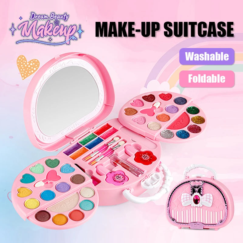 Kids Makeup Toy Set with Mirror Pretend Play Cosmetic Kit - Washable & Safe