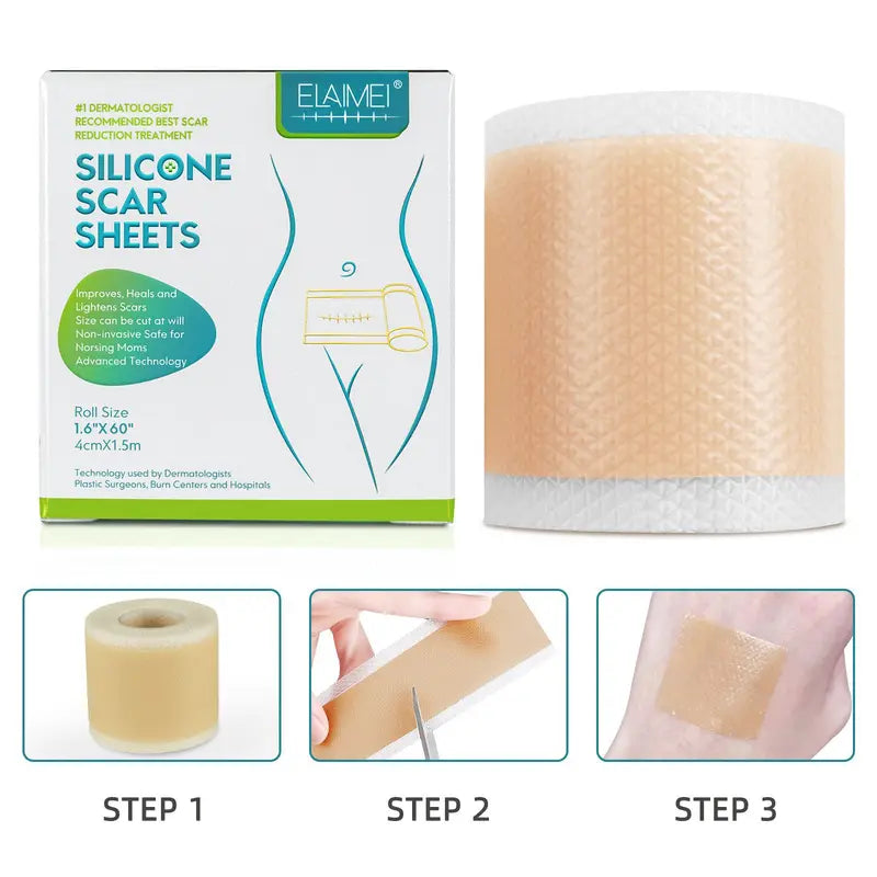 Silicone Scar Sheets Roll - Waterproof Breathable Skin Cover Tape, 4cm x 150cm
