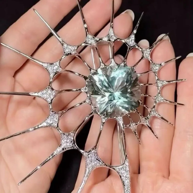 Luxury Irregular Spiky Rhinestone Brooch - Gothic Statement Pin for Clothes & Bags