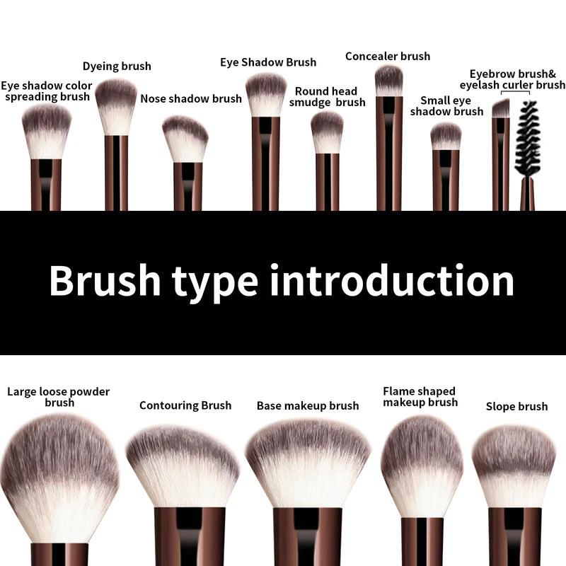 13-Piece Makeup Brush Set for Face Eyeshadow Blush Concealer Foundation Kabuki Blending Tools