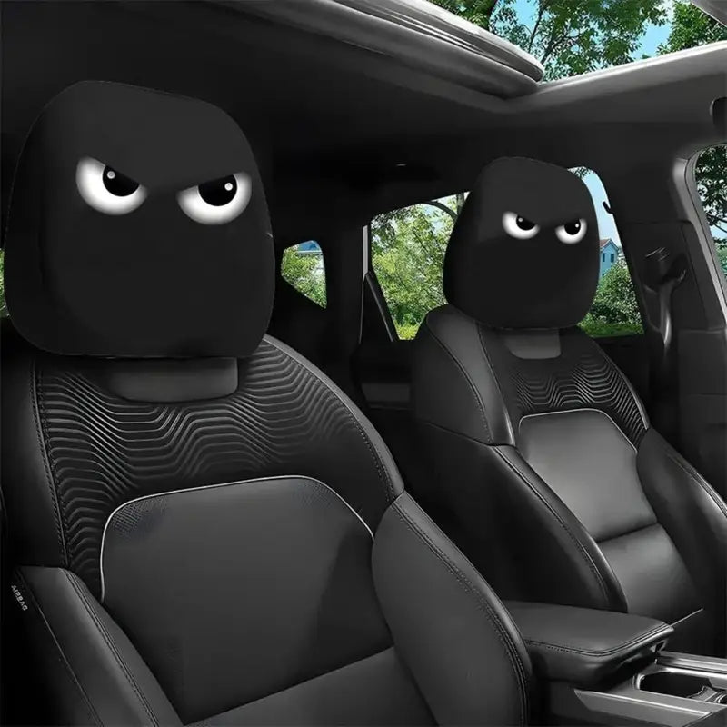 Halloween Car Headrest Covers 2pcs Spooky Skull & Funny Expression Design Universal Fit