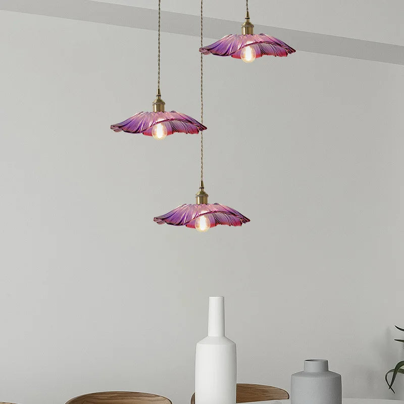 Vintage Retro Brass Glass Pendant Light for Indoor Living & Dining Rooms