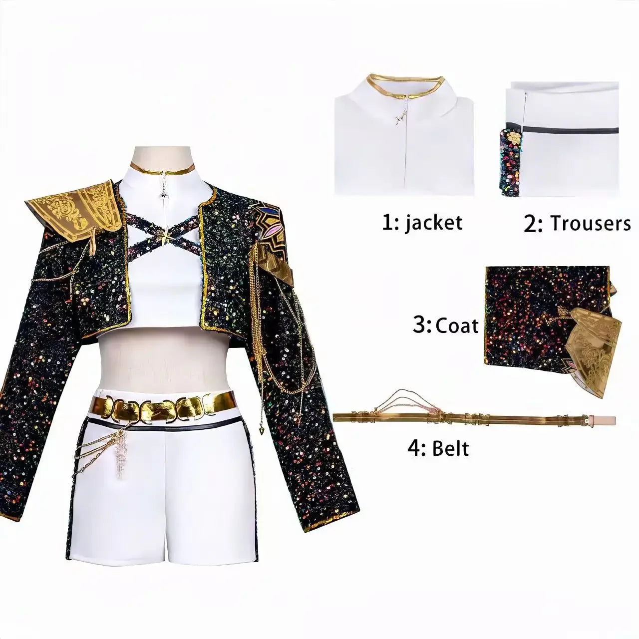 Halloween Cosplay Stage Performance Outfit with Wig - Role Play Suit