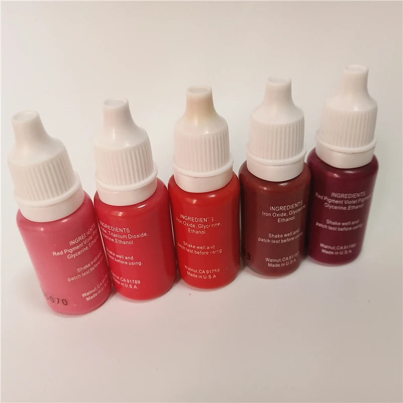 5-Piece Permanent Makeup Tattoo Ink Set - Micropigmentation & Lip/Eye Color