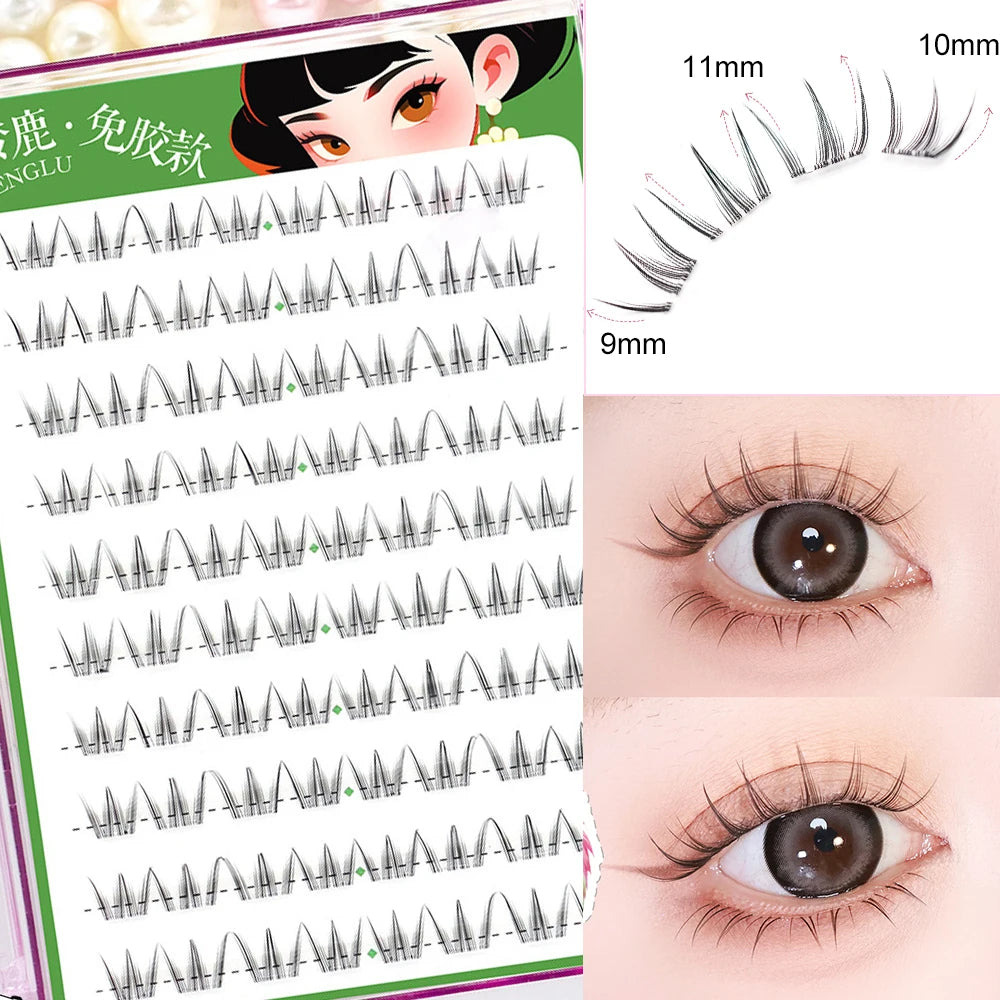 Self-Adhesive Cluster Eyelashes No Glue Reusable False Lash Extensions