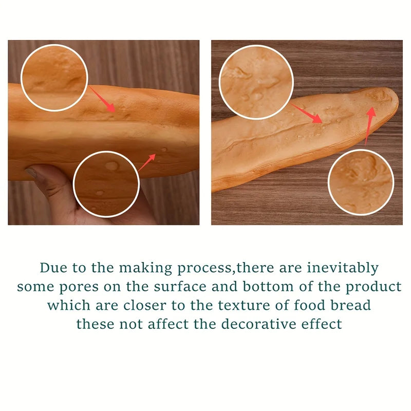 Fake Baguette Bread Prop, Realistic French Loaf Model for Kitchen Decor & Photography