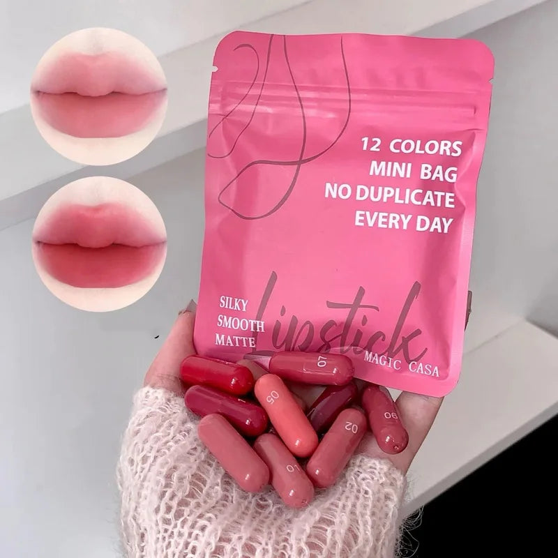 12 Colors Lipstick Set - Velvet Matte Waterproof Long Lasting Lip Gloss