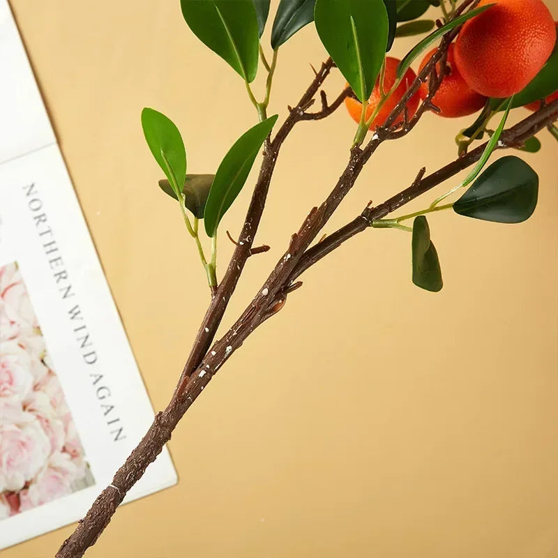 Artificial Orange Fruit & Plant Decor Set - Fake Flowers for Home & Photography