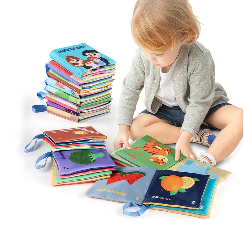 Sensory Baby Cloth Books with 3D Touch & High Contrast Visuals - Montessori Early Learning Toys