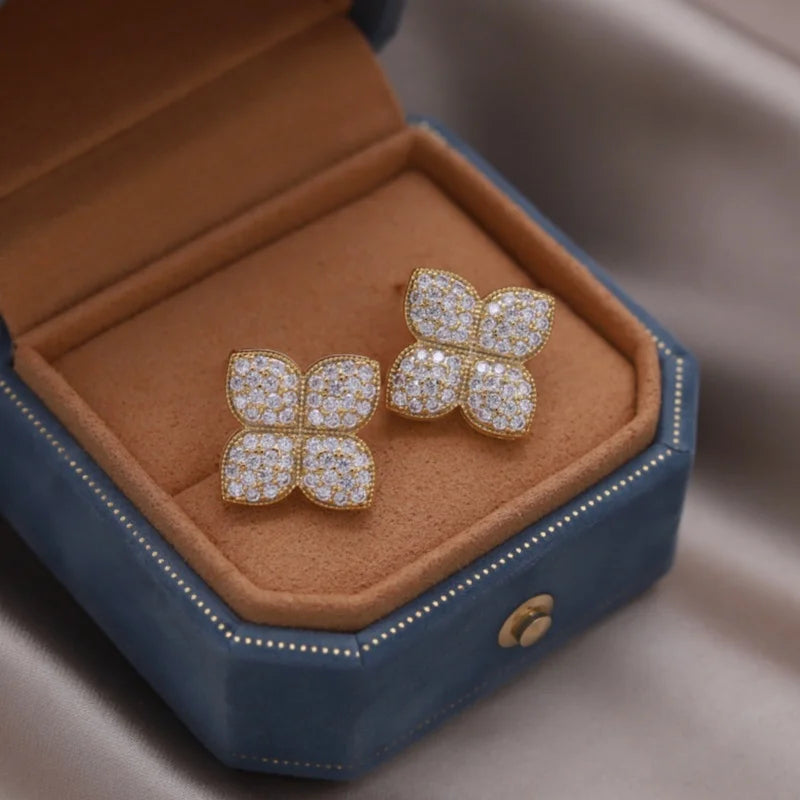 Elegant Water Drop Zircon & Pearl Earrings - Gold Plated Jewelry for Women