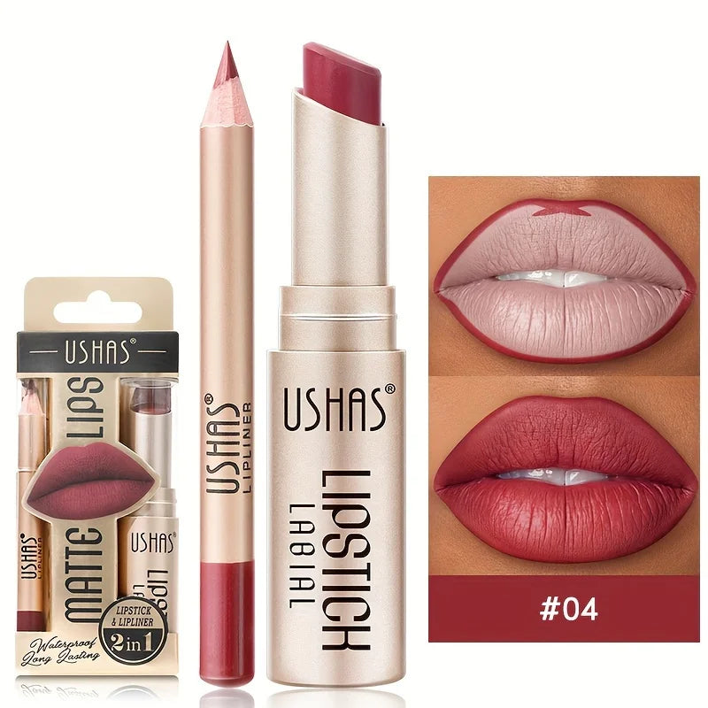 Matte Lipstick Set with Lip Liners – Long-Lasting Waterproof Lip Makeup Kit