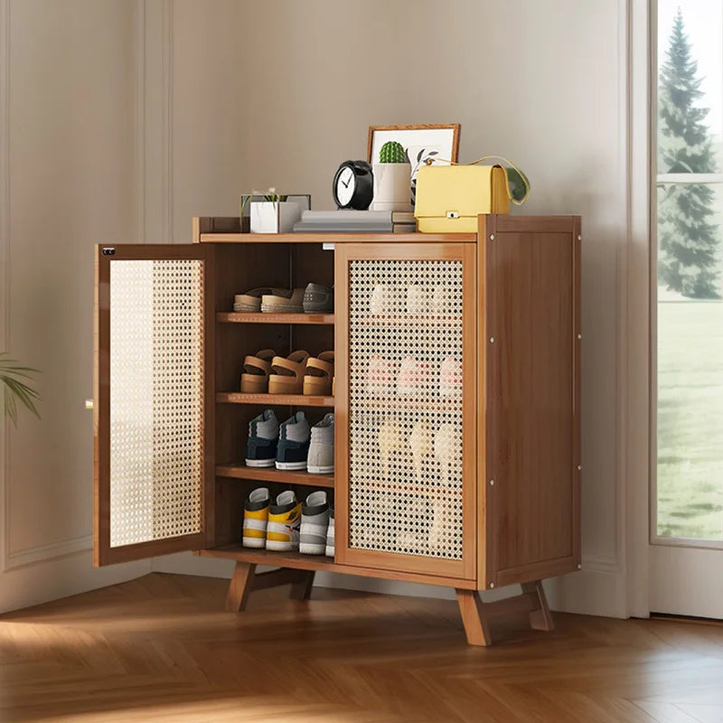 Wooden Shoe Cabinet with Doors, 5 Tiers, Entryway Storage Organizer