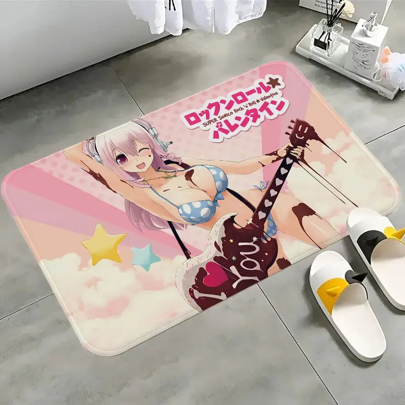 Cute Cartoon Print Washable Non-Slip Rug - Soft Floor Mat for Home & Kids Room