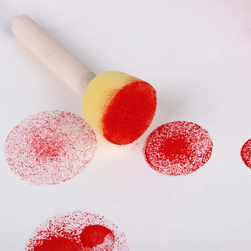 Children's Art Sponge Brush Set - 4 Pack Round Mushroom Seal Rubbing Tools for Kindergarten