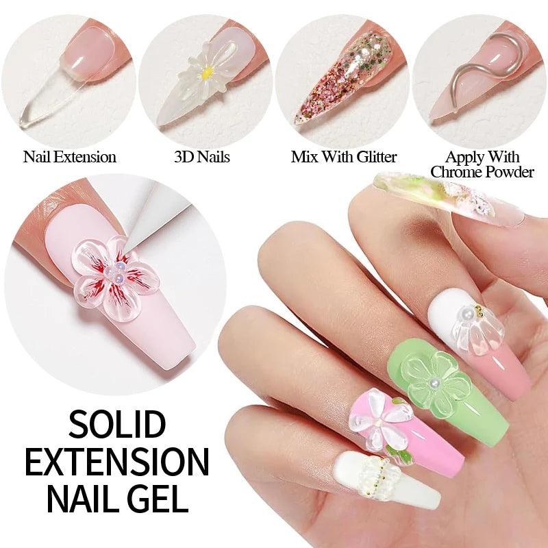 Clear Non-Stick Nail Extension Gel Kit with Sculpture Pen - 100g UV/LED Nail Art