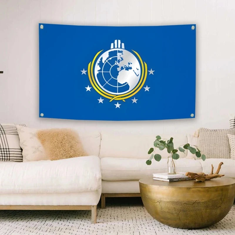 Outdoor Garden Flag - Helldivers Super Earth Banner 3x5ft & 2x3ft Polyester