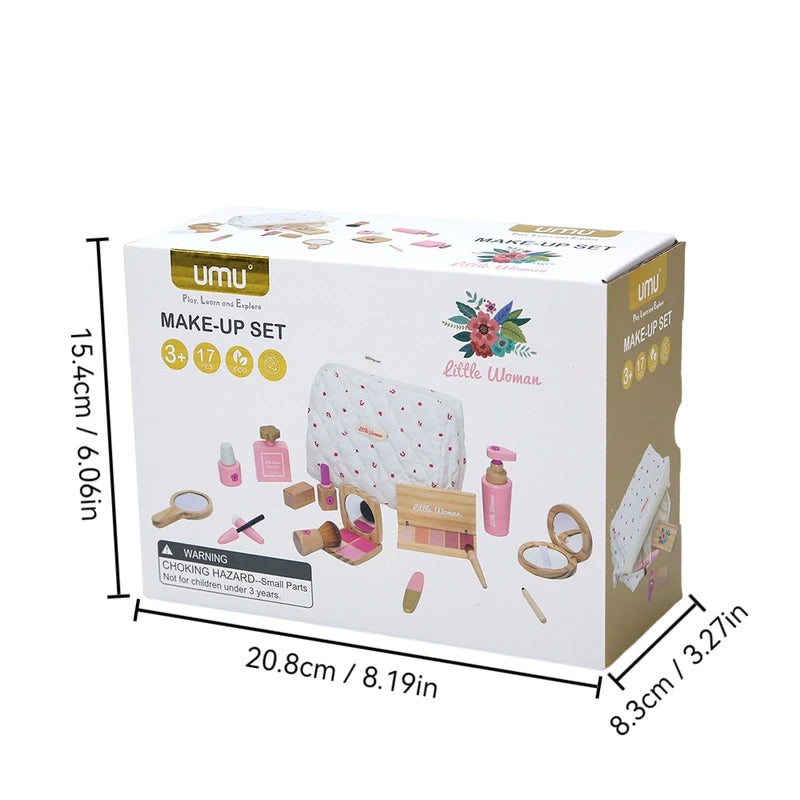 Wooden Pretend Play Makeup Toys Set for Girls - Cosmetology Role Play Kit