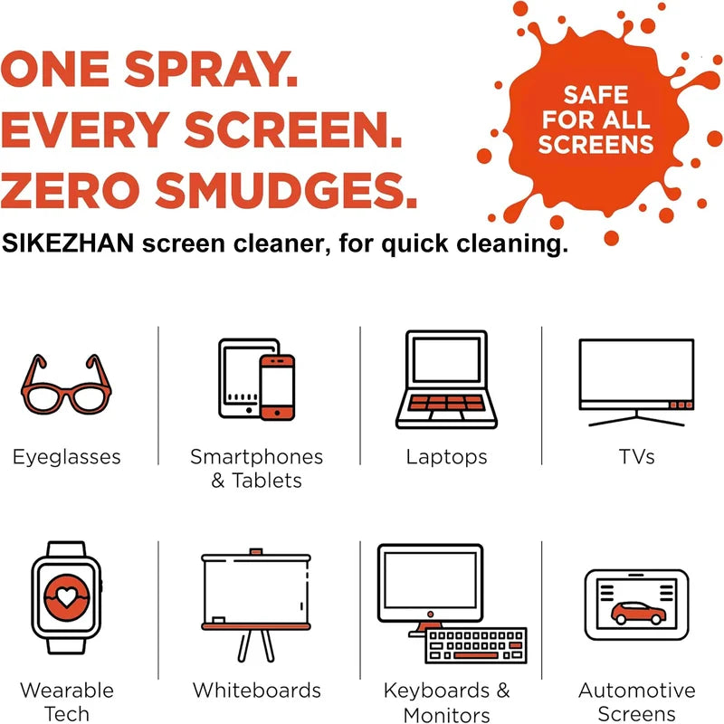 Refillable Screen Cleaner Spray Kit with Microfiber Cloth for Smartphones and Devices