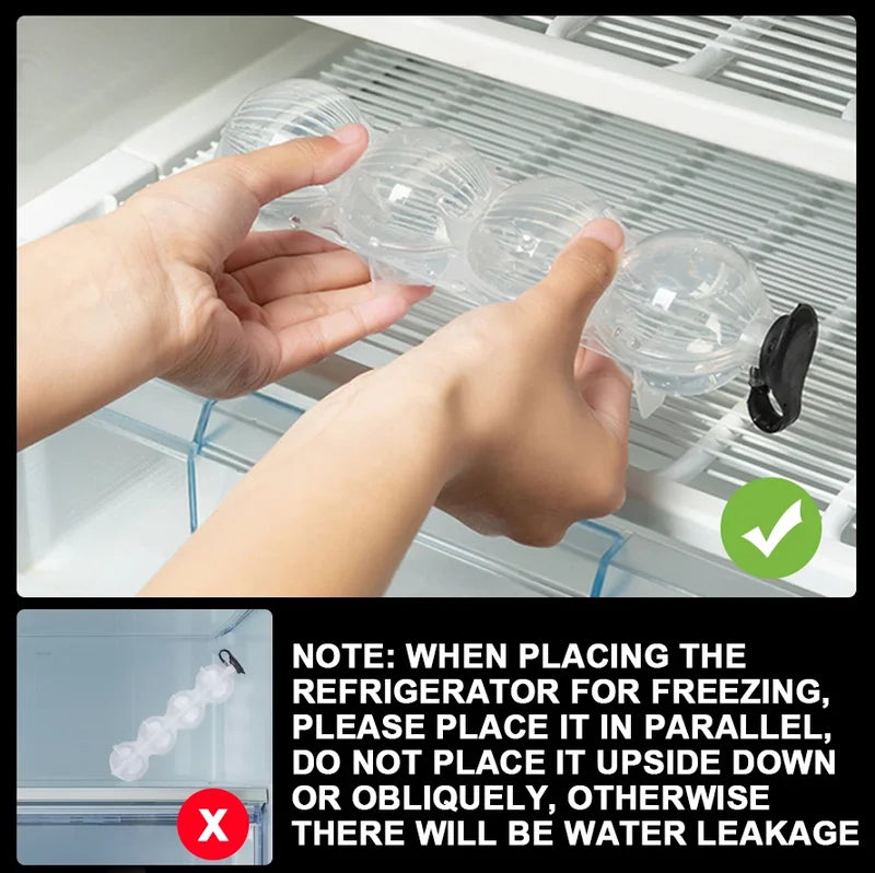 4-Hole Round Ice Cube Maker Mold for Whiskey & Cocktails - Silicone Ice Ball Tray