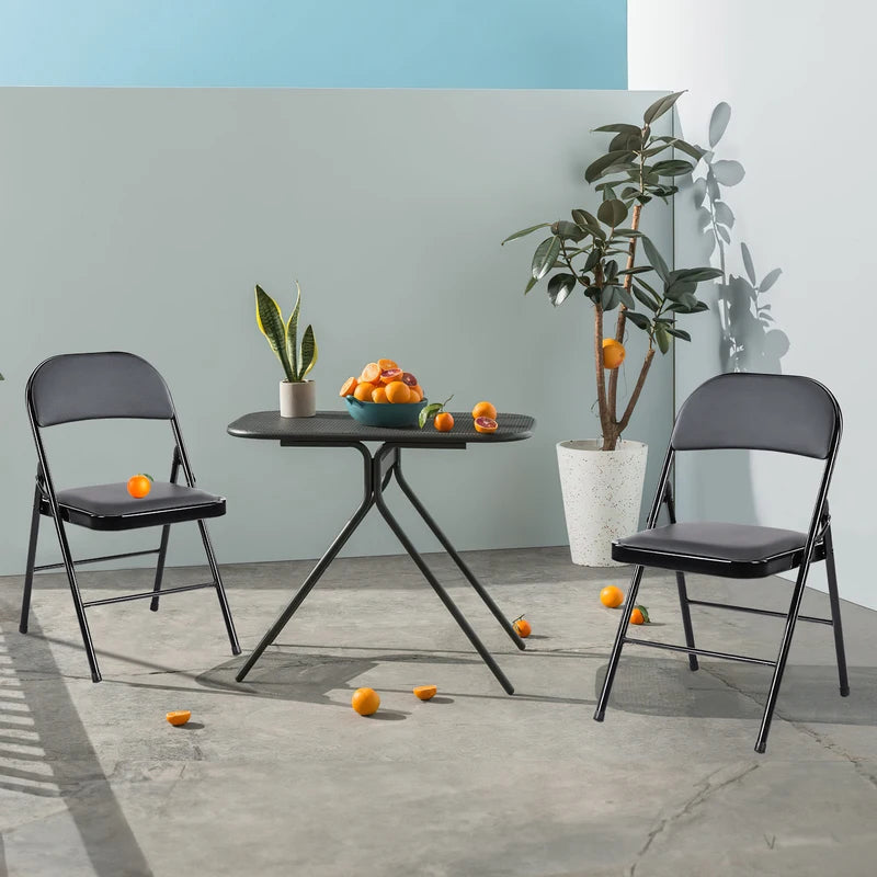4 Pack Folding Chairs with Padded Leather Seating, Metal Frame, Easy Storage