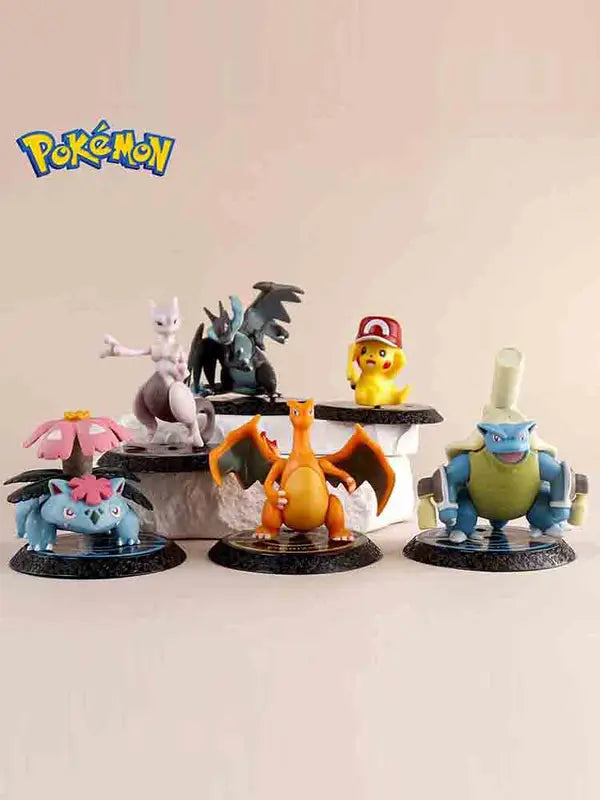 Pokemon Action Figures Set - Pikachu Charizard Blastoise Squirtle Bulbasaur, 6-7cm Collectible Toys