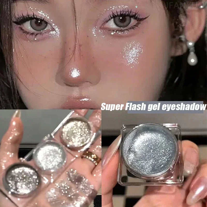 Long Lasting Waterproof Glitter Eyeshadow – Pearlescent Shimmer Makeup for Eyes & Body