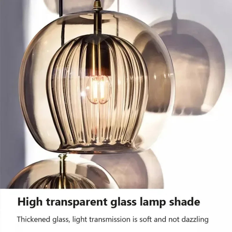 Modern Glass Pendant Light LED Hanging Lamp for Dining Living Room Home Decor