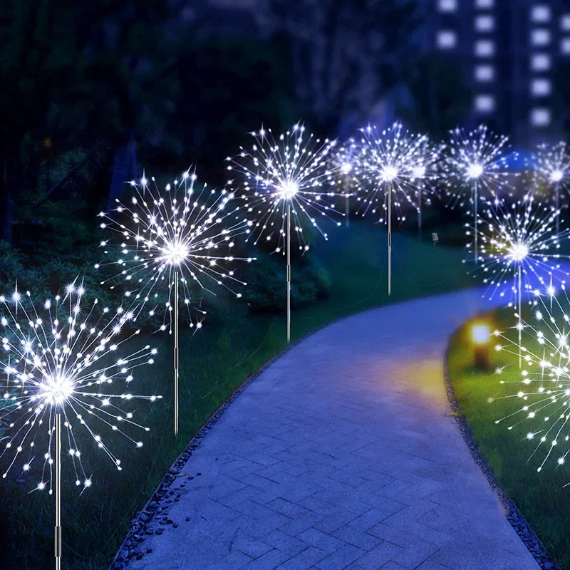 Outdoor Solar Firework Garden Lights Waterproof Fairy String Lights