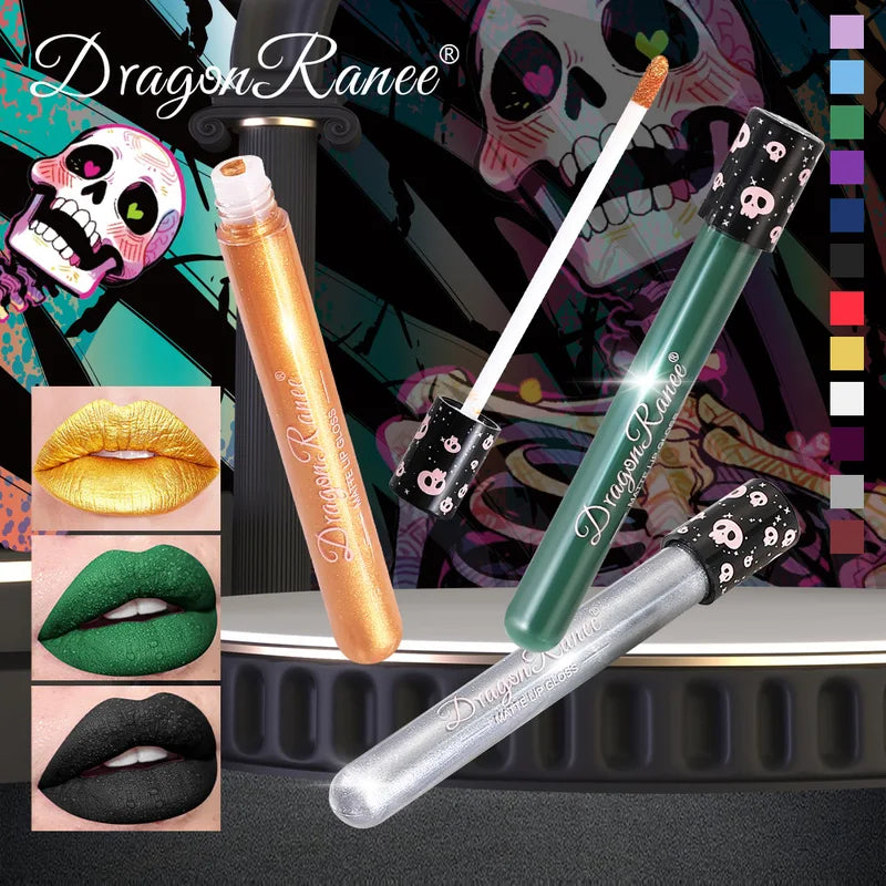 12-Color Halloween Lip Gloss Makeup Set Waterproof Matte Lipstick for Holiday Cosplay