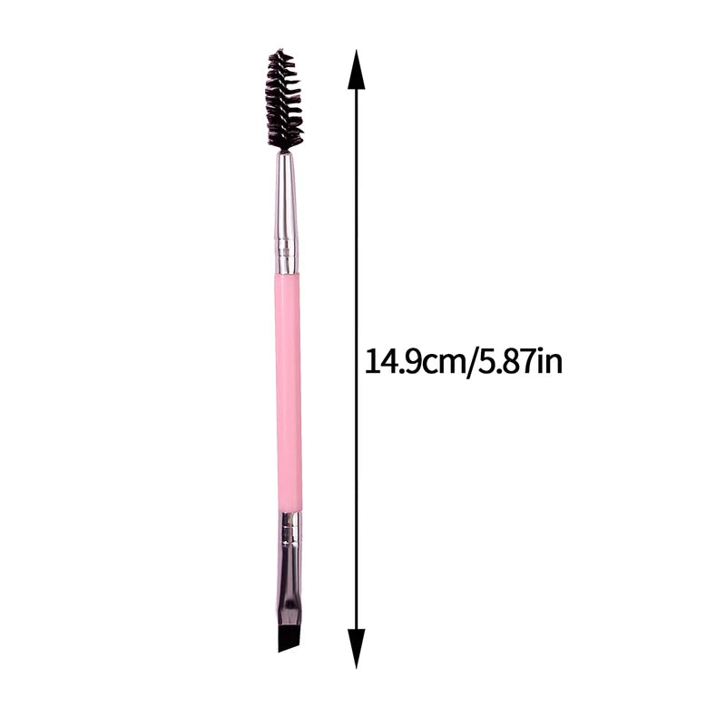 Multi-Functional Pink Double-Headed Mascara & Eyebrow Brush Set - Eye Makeup Tool