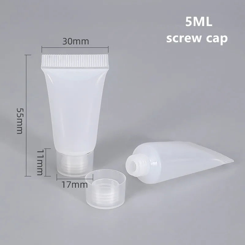 10Pcs Refillable Plastic Travel Squeeze Tubes with Flip & Screw Lids