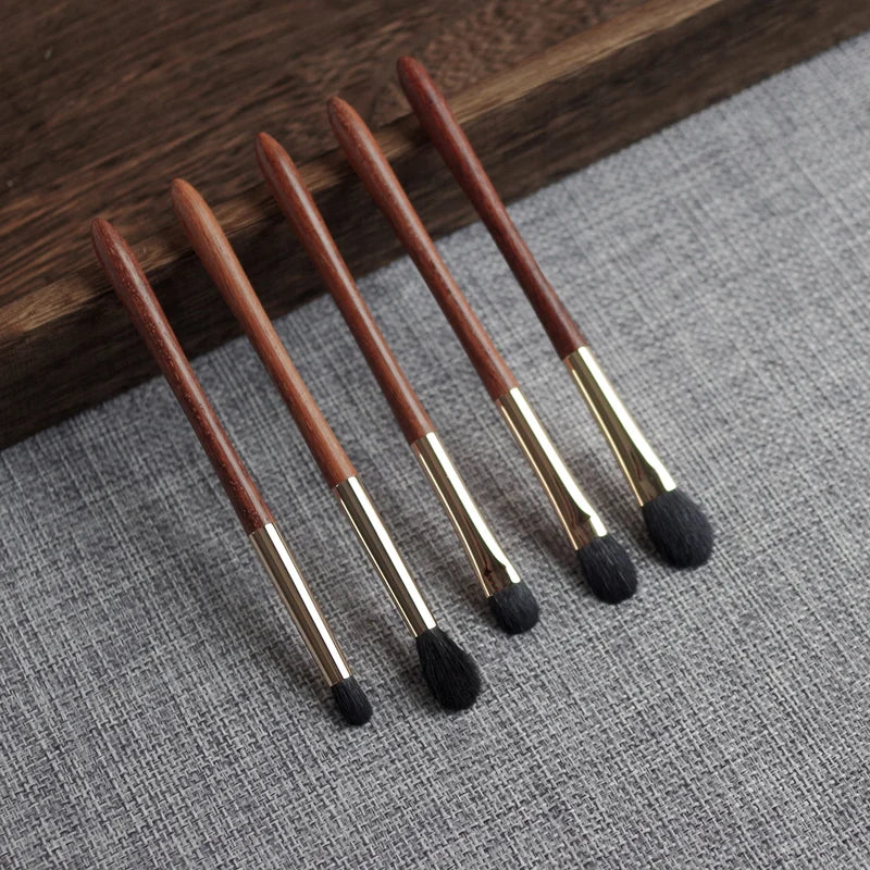 Professional Handmade Makeup Brush Set - Soft Saikoho Goat Hair Eye Shadow Blending Brushes with Rosewood Handles