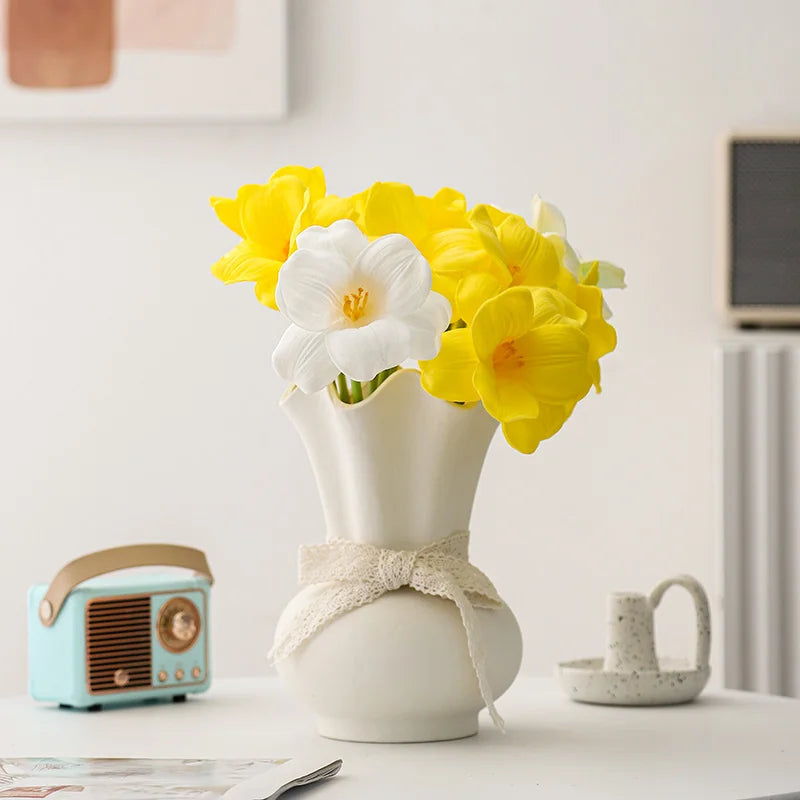 Chinese Style Ceramic Gradient Wide Mouth Vase for Home Decor, Flower Ware, 1Pc