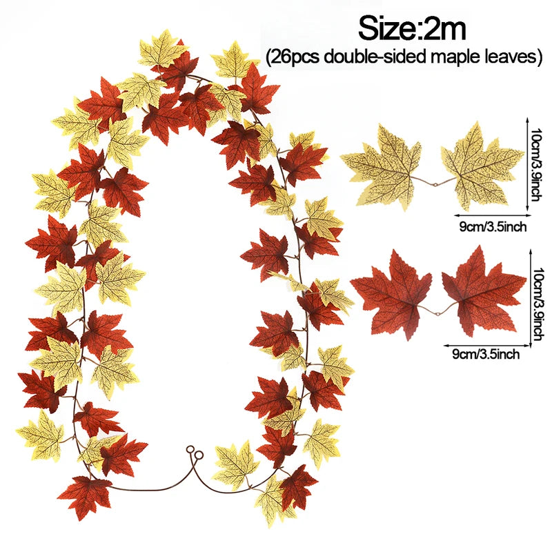 Thanksgiving Fall Maple Vine Garland Artificial Autumn Foliage Decor