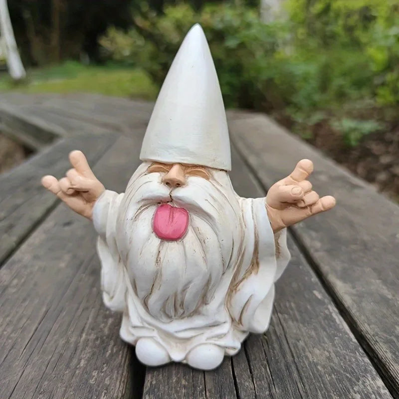 Outdoor Rocking Chair Gnome Garden Statue Parody Resin Decor