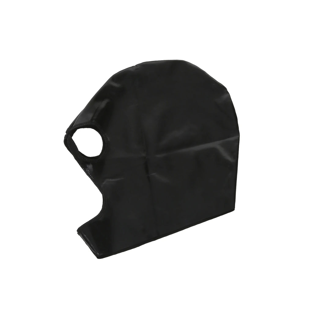 Unisex Faux Leather Hood Mask with Open Mouth Holes for Cosplay and Halloween