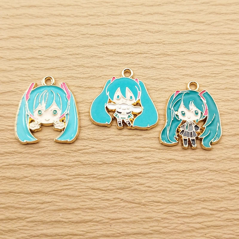 10pcs Cartoon Charm Jewelry Accessories Enamel Necklace Earrings Pendant DIY Craft Supplies Alloy Metal