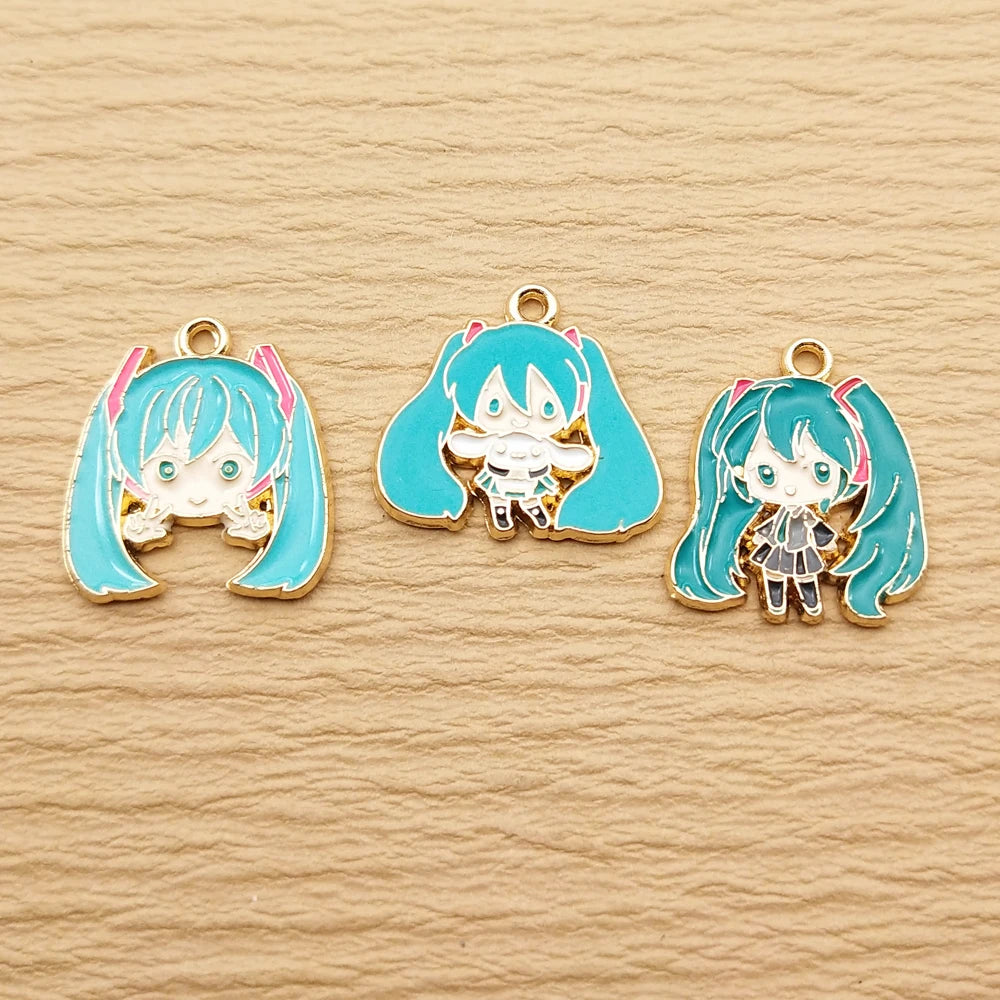 10pcs Cartoon Charm Jewelry Accessories Enamel Necklace Earrings Pendant DIY Craft Supplies Alloy Metal