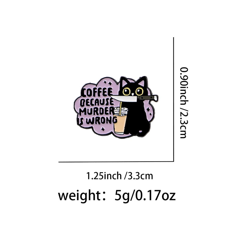 Black Cat Enamel Pin Lapel Badge for Bags & Clothing - Halloween Gift