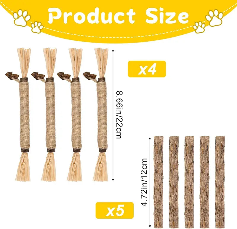 Silvervine Cat Chew Sticks Set - Natural Cat Toys for Dental Care & Play