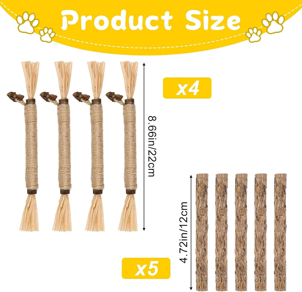 Silvervine Cat Chew Sticks Set - Natural Cat Toys for Dental Care & Play