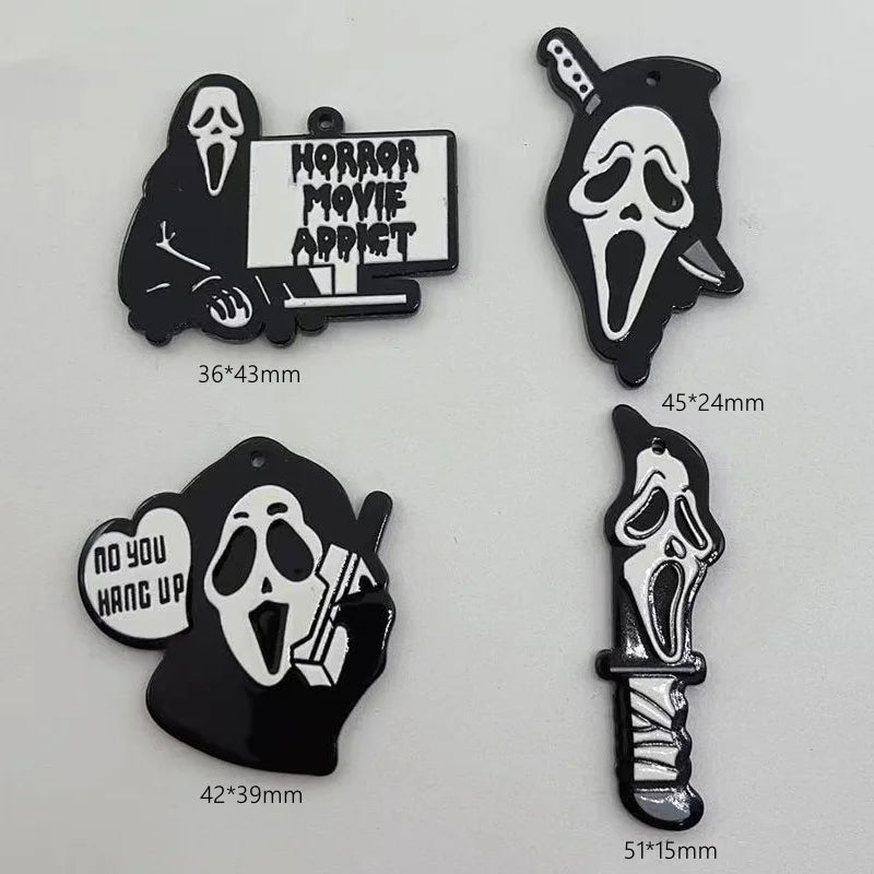 Halloween Acrylic Skull Jewelry Pendants Set for DIY Earrings Necklace Keychains