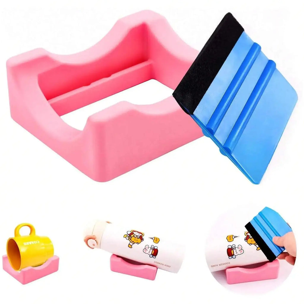 Silicone Tumbler Cup Cradle with Slot - Anti-Slip Vinyl Decal Holder for Crafts