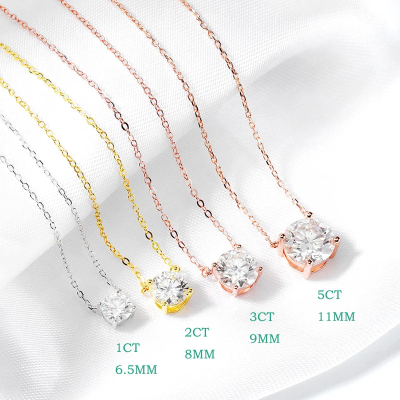 Luxury 1-6CT Moissanite Necklace for Women - Sterling Silver Pendant