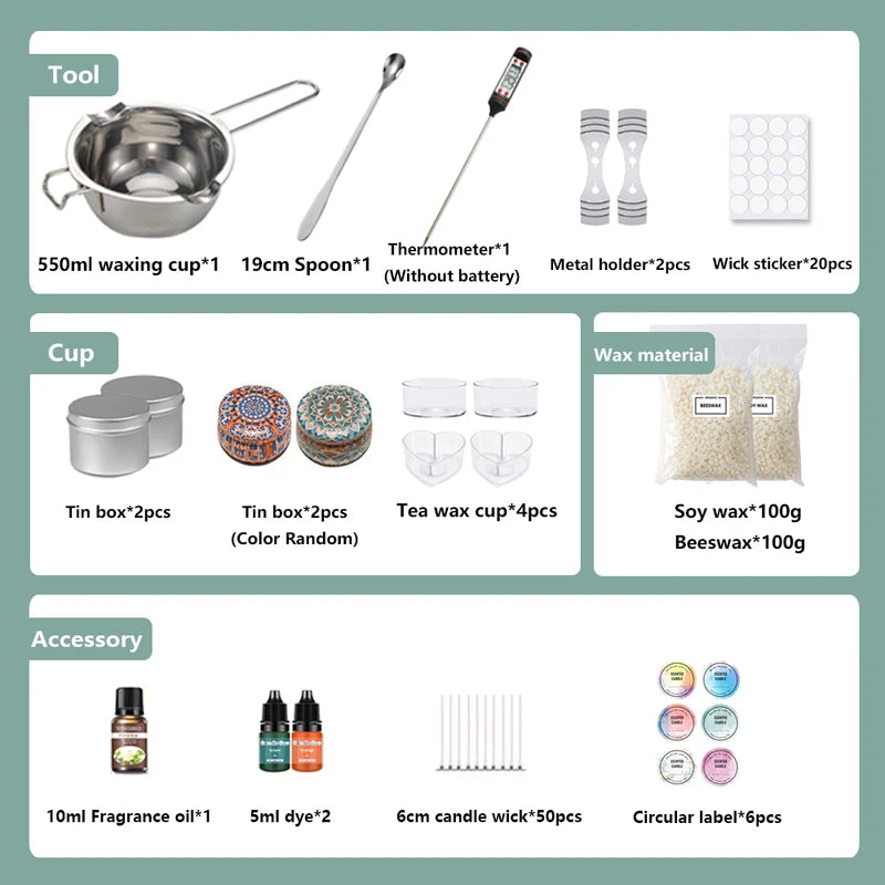 DIY Candle Making Kit with Soy Wax & Stainless Steel Melting Pot - Handmade Aromatherapy Supplies