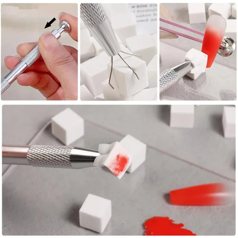 Gradient Nail Art Sponge Brush Set - Manicure Nail Design Tools, Glitter Powder
