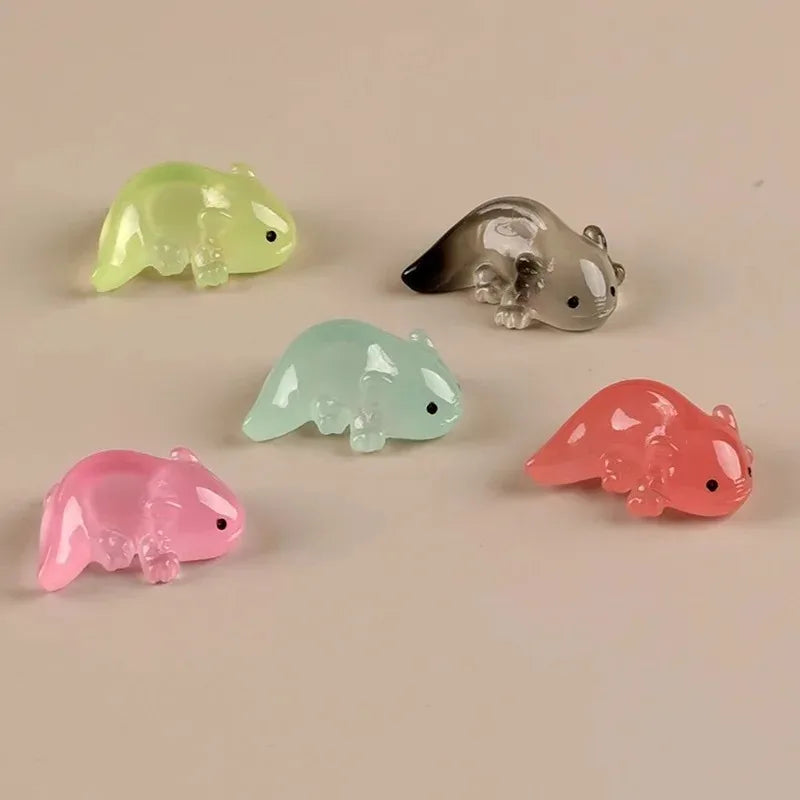 10Pcs Colorful Luminous Mini Salamander Aquarium Decor & Dollhouse Figurines