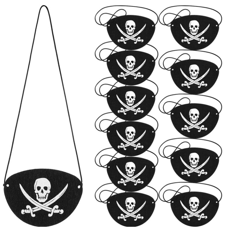 12Pcs Felt Pirate Eye Patches Skeleton Eye Masks for Halloween & Party Decorations