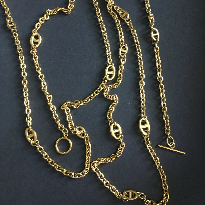 Long Layered Pig Nose Necklace for Women - Elegant Chain Jewelry