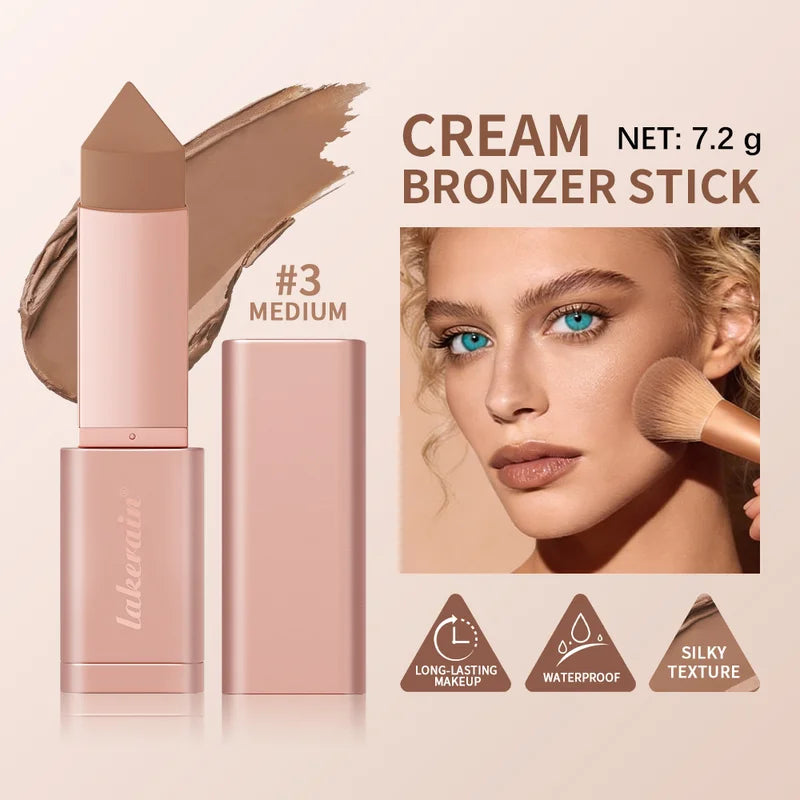Matte Bronzer Setting Palette & Cream Bronzer Stick for Face Contouring - Long-Lasting Makeup